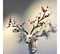 Animal head wall decor Larger Faux Deer Head Rustic Wall Decor Deer Antlers modern art wall decor Faux Taxidermy Animal Head Wall Decor Handmade Farmhouse Decor minimalist home decor(Red,80x22x80cm)