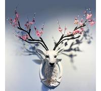 Animal head wall decor Larger Faux Deer Head Rustic Wall Decor Deer Antlers modern art wall decor Faux Taxidermy Animal Head Wall Decor Handmade Farmhouse Decor minimalist home decor(Pink,80x22x80cm)
