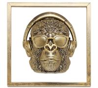 Animal Heads Wall Decor (Includes Metal Frame) Resin Animals Sculptures Head Wall Hanging Decoration Gold vintage Wall Sculpture for Living Room Bedroom Office (Gorilla)