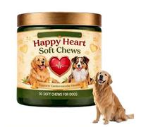 Animal Heart Support Chews for Dogs, 30pcs Soft Supplement with Coq10, Fatty Acids, Taurine, L-carnitine, Easy to Digest, Daily Nutritional Aid for Canine Cardiovascular Wellness