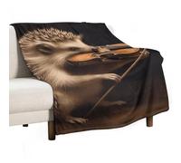 Animal Hedgehog Music Violin Blanket Soft Flannel Throw Blanket 40"x60", Lightweight Decorative Blankets Warm Cozy Blankets for Couch, Bed, Camping & Travel, Ideal Gifts for Women Men