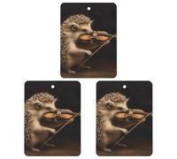Animal Hedgehog Music Violin Car Air Freshener Hanging Incense Chips 3 Pack Automotive Scented Hanging Sheets Square for Car Home Auto Interior Decor