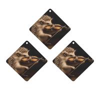 Animal Hedgehog Music Violin Car Air Freshener Hanging Incense Chips 3 Pack Automotive Scented Hanging Sheets Rhombus for Car Home Auto Interior Decor