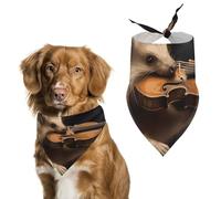 Animal Hedgehog Music Violin Dog Bandana for Small Medium Large Dogs Printing Pattern Adjustable Bibs Scarf Soft Washable Triangle Pet Costume Decor