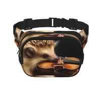 Animal Hedgehog Music Violin Fanny Pack For Women Waterproof Adjustable Belt Bags Waist Pack Fashion Casual Crossbody Bags Bum Bag For Running Workout Hiking Traveling, Black, One Size