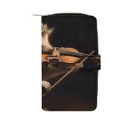 Animal Hedgehog Music Violin Leather Wallet,Multiple Card Slots Clip,Multi-Functional Slim Billfold For Men Women