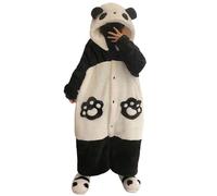 Animal Hooded Costume Panda Cute Robe Long Bathrobe Winter Soft Plush Loungewear Fluffy Dressing Gown with Hood Lightweight Cuddly House Coat Carnival Costume Black L