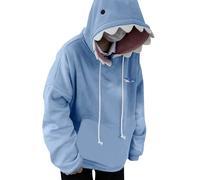 Animal Hoodie - Cute Long Sleeve Blue Hoodies Shark Shape | Couple Pullover Animal Hooded Cartoon Sweatshirt for Men Women Comfy
