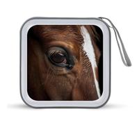 Animal Horse Eyelashes Portable CD Case Holder 48 Capacity Travel DVD Storage Boxs Wallet Bag