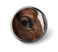 Animal Horse Eyelashes Round Brooch Cute Pin Badges Decoration Jewellery for Men Women Metal Lapel Pins