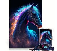 Animal Horse Galaxy Jigsaw Puzzles 1000 Pieces for Teenagers Thought Training Easy Enjoyment Uniform Cut Chic Xmas Gift (38x52cm)