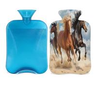 Animal Horse Hot Water Bottle with Cover, Running Horse 2L Hot Water Bag for Pain Relief, Neck and Shoulder, Hand Feet Warmer