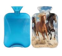Animal Horse Hot Water Bottle with Cover, Running Horse 2L Hot Water Bag for Pain Relief, Neck Soft and Shoulder, Hand Feet Warmer, Hot and Cold Compress for Adult Kids