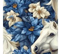 Animal Horse Peel and Stick Wallpaper 0.4×5 m Removable Self Adhesive Blue Plants Flower Contact Paper Sticky Back Thicken Waterproof Matte Wall Paper for Living Room Bedroom Furniture Decorate
