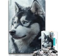 Animal Husky 1000 Piece Jigsaw Puzzles for Teenagers,Toys Educational Games Stress Relieving Suitable for Desktop Decoration (38x26cm)