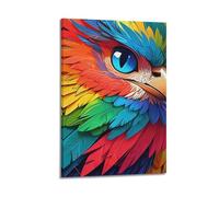 Animal in Partial Close - Up with Colorful Feathers Eagle Poster Modern Wall Art Canvas Aesthetic Decoration Painting 12x18inch(30x45cm) Frame-style