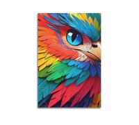 Animal in Partial Close - Up with Colorful Feathers Eagle Poster Modern Wall Art Canvas Aesthetic Decoration Painting 16x24inch(40x60cm) Unframe-style