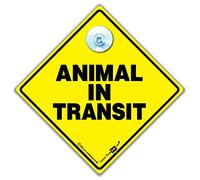 Animal in Transit Sign, Animals On Board Sign, High Visibility Suction Cup Vehicle Notice To Let Others There is a Animal In The Car, 14cm