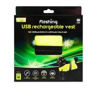 Animal Instincts Flashing Dog Walking Vest Safety USB Light Reflective Vest, Yellow - Medium