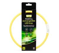 Animal Instincts Light Up Dog Collar for The Dark USB Flashing Safety Dog Walking Rechargeable Light Loop Collar Yellow - Large 65cm
