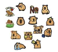 Animal Iron On Embroidered Patches, Capybara Shape Embroidery Appliques Decorative | 14 Pieces of Cute Embroidery for Backpacks Clothing Students Teachers Fashion Designers