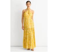 Animal Jacquard Halter Neck Maxi dress Gini London Yellow 10