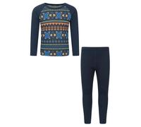 Animal Jacquard Kids Unisex Merino Base Layer Set - Quick Wicking, Quick Drying, Boys & Girls, Baselayer - Best for Camping, Outdoors, Travelling Dark Blue Kids Size 2-3 Years