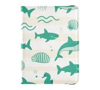 Animal Jellyfish Shark Dark Green Stripe Passport Holder Passport Case Lightweight