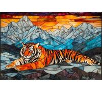 Animal Jigsaw Puzzle Glass Painting of Tigers Creative Craftwork Challenging Spatial Thinking Fun_1000pcs