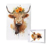 Animal Jigsaw Puzzles for Adults 120, Highland Cattle Puzzles for Adults Wooden, Funny/Difficult/Impossible/Challenging Decompression Games, As a Birthday for Women and Men M-1468
