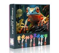 Animal Jigsaw Puzzles - Red Eyed Tree Frog on a Green Leaf in the Garden Edition Puzzle,1000 Pieces Artwork Challenging Parlour Games for Adults & Families
