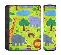 Animal Jungle Giraffe Elephant Monkey 2 Pack Belt Strap Cover, Protects Your Neck and Shoulders, Accessories for Your car for SUV Most Cars Most Cars 10x7.7 in Protector para