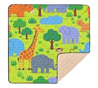 Animal Jungle Giraffe Elephant Monkey Soft Foam Baby Playmat for Floor Non-Toxic Foldable Baby Crawling Mat for Baby Kids Toddlers Infants, 50'' x 50''tapete de gimnasio para