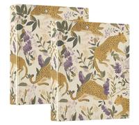Animal Jungle Leopard 1 and A Half Inch Binders Round Ringing with Clipboard 1/2 Pack Aesthetic Binder 200 Sheets