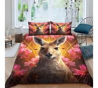 Animal Kangaroo Duvet Cover Set 3D Printed Bedding Set For Boys Youth Teens Soft Microfiber Castle Quilt Cover With Zipper Closure Comforter Cover With 2 Pillowcase Single 90X190 Cm -146F557R164