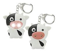 Animal Keychain 2pcs Cute Led Cow Cattle Keychain with Sound Flashlight Mini Fun Keyring Pendant for Handbag