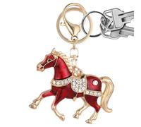 Animal Keychains | 2026 Shiny Horse Chinese Decoration | Rhinestone Keychain Decorations for Backpack | Adults Suitcase Purse Wallet Travel Office School Party New Year Birthday, red, Fare riferimento