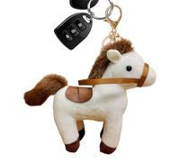 Animal Keychains - Pet Horse Keychain | Small Plush Pendant Keychain | Cute Accessory for Backpack, Luggage, Phone, Bag, Car, Travel, School, Party, Birthday, No, white, Consulte la descripción