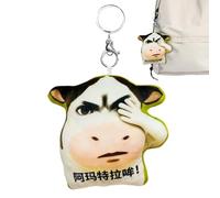 Animal Keychains - Small Cow Keyring, Stuffed Animal Pendant, Playful Purse Accessory, Lightweight Decorative Charm | Sons Daughters Family Gifting Daily Key Use Travel School Bags