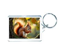 Animal Keyring Gift - Red Squirrel On A Branch - Fun Cute Garden Wildlife Novelty Present