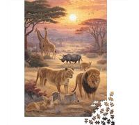 Animal Kingdom 1000 Pc Cardboard DIY Lions & Giraffes Puzzle, Challenging Family Game, Vibrant Colours, Stress Relief & Home Decor 52x38cm/1000pcs