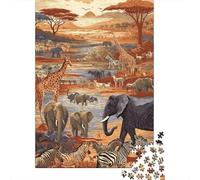 Animal Kingdom 1000 Piece Premium Cardboard Savanna Animal Herd Jigsaw for Adults, Educational Challenge, Birthday Gift & Home Activity, Vibrant Colours for Family Lovers 38x26cm/1000pcs