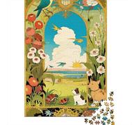 Animal Kingdom 1000-Piece Recycled Cardboard Flower Field & Sky Puzzle, Educational Decompression, Personalised Gift, Wall Decor & Family Holidays 52x38cm/1000pcs
