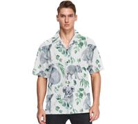 Animal Koala Eucalyptus Branch Hawaiian Shirt Casual Men Button Beach Aloha Shirts L Multicolor