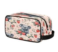 Animal Koala Strawberry Toiletry Bag Hanging Cosmetic Bag Portable Travel Makeup Bag Large Shaving Bag for Women Men