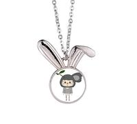 Animal Kola Nature Lazy Leave UU Rabbit Necklace Pendant Bunny Animal Jewelry Gift
