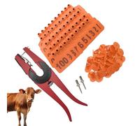 Animal Labels for Farm Animals - Cow Ear Tag 001-100, Numbered Ear Tags with Applicator for Wildlife, Tracking Cattle Breeding Programs, Animal Identification, Sheep and Goat Keeping