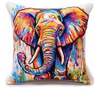 Animal Latch Hook Kits for Adults Doodle Elephant DIY Latch Hook Kits Pillow Printed Cushion Crochet 3D Embroidery Pillowcase Rug Home Decor 17x17in