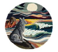 Animal Latch Hook Rug Kits Wolves by The Sea Latch Hook Kit for Beginners，Tapestry Carpet Latchs Set for Adults Self Knotting Set DIY Craft Kits 50x50cm