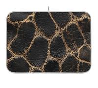 Animal Leather Buffalo Leather Texture Black Dish Drying Mat Absorbent Dish Drying Mat Quick Dry Drainer and Stand Kitchen Accessories for Countertop, Large, 45x61cm